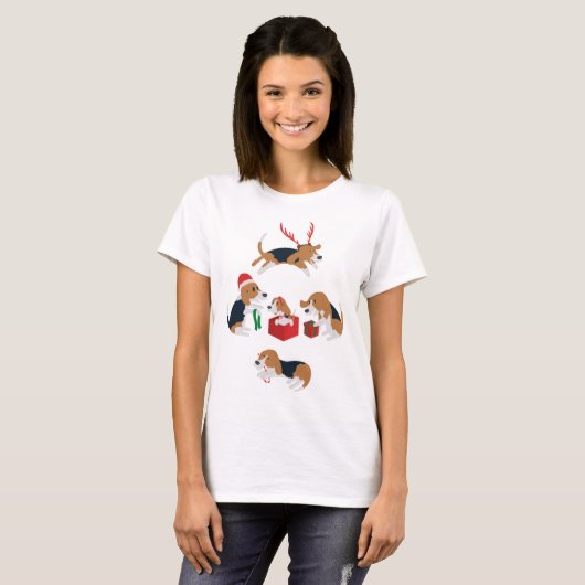 T-shirt Noël de beagle (Devant entier)
