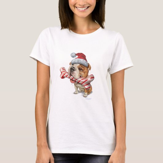 T-shirt Noël de bouledogue (Devant)