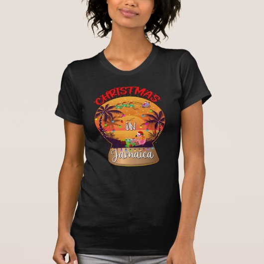 T-shirt Noël de boules de neige en Jamaïque Groupe    Matc (Devant)