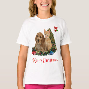 T-shirt Noël de chiots et de chatons