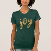 T-shirt Noël de coutume de vert d'or de manuscrit de joie (Devant)