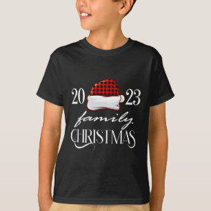 T-shirt Noël de famille 2023 Santa Hat Buffalo Red Plaid