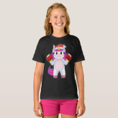 T-shirt Noël de la boxe licorne (Devant entier)