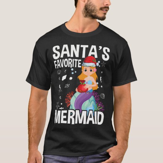 T-shirt Noël de la sirène préférée de père Noël (Devant)