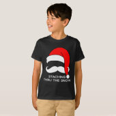 T-shirt Noël de moustache - Staching par la neige (Devant entier)