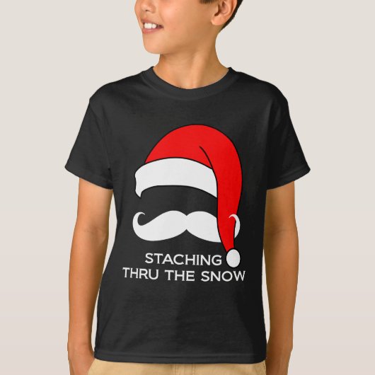 T-shirt Noël de moustache - Staching par la neige (Devant)