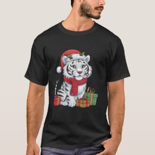T-shirt Noël de Noël de Noël de Père Noël White Tiger