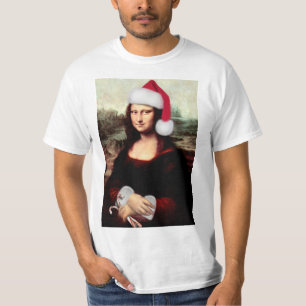 T-shirt Noël de Santa Hat Mona Lisa