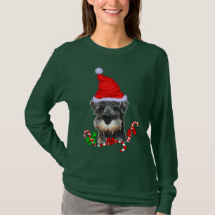 T-shirt Noël de Schnauzer miniature joyeux