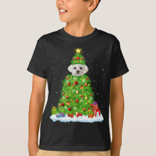 T-shirt Noël Décorations Lumières Père Noël Chien Maltais 