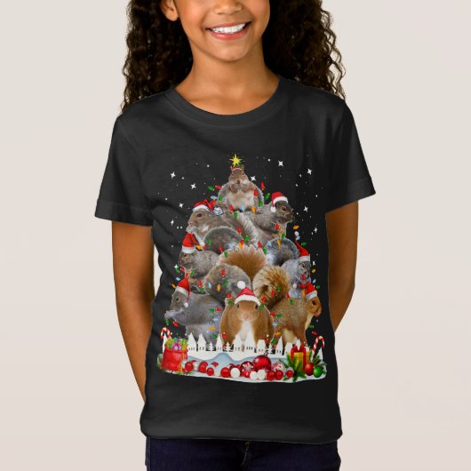 T-Shirt Noël d'écureuil amusant Noël (Devant)