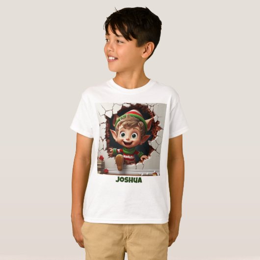 T-shirt Noël d'elfe drôle personnalisé (Devant entier)