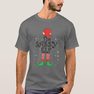 T-shirt Noël des elfes sassy, groupe familial jumelé Xma