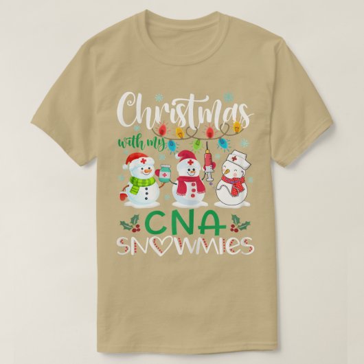 T-shirt Noël des femmes avec mon CNA Snowmies Infirmière S (Design devant)