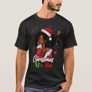 T-shirt Noël des filles afro-américaines de père Noël en j