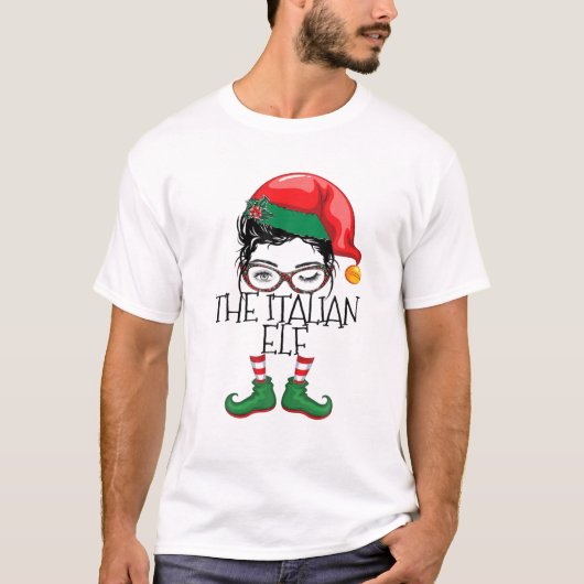 T-shirt Noël des pyjamas de famille des elfes italiens (Devant)