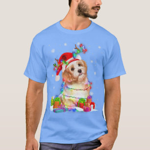 T-shirt Noël des rennes maltais Lumières Drôle Chien Xmas4