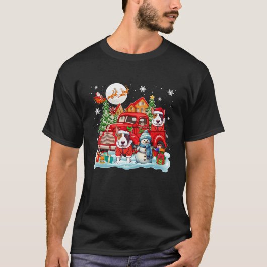 T-shirt Noël Deux Taureaux Père Noël Sur Camion De Récupér (Devant)