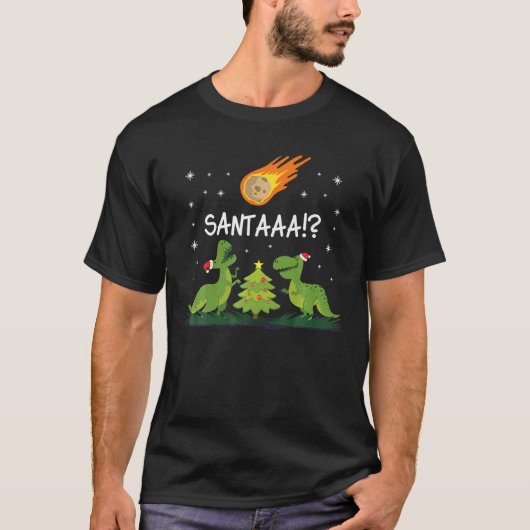 T-shirt Noël Dinosaur Meteor Père Noël Dino Design (Devant)