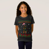 T-Shirt Noël Doux moche lumières de Noël Doberman Chien Lo (Devant entier)