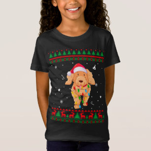 T-Shirt Noël Doux moche Lumières de Noël Poodle Chien Aime