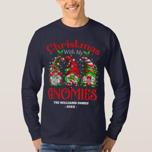 T-shirt Noël Drôle Avec Mes Gnomies Famille Gnome Noël (Devant)