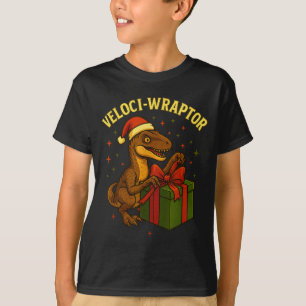 T-shirt Noël drôle de vélociraptor Pun Veloci-wraptor
