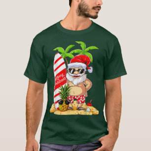 T-shirt Noël drôle en juillet Été Père Noël Lunettes de so