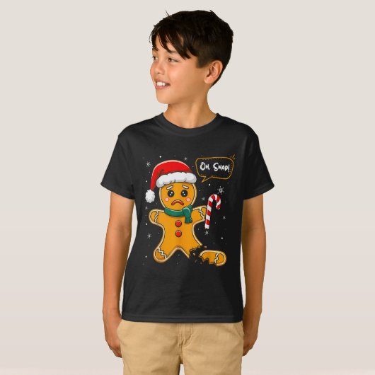 T-shirt Noël drôle Oh Snap Gingerbread Homme Cookie X M (Devant entier)