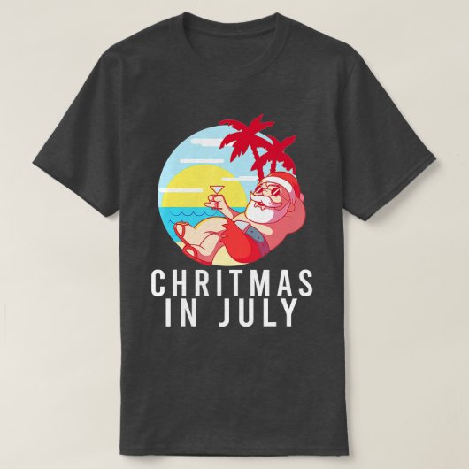 T-shirt Noël Drôle Père Noël En Juillet Vacances Été Noël (Design devant)