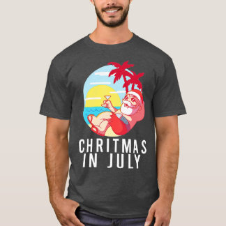 T-shirt Noël Drôle Père Noël En Juillet Vacances Été Noël
