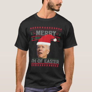 T-shirt Noël Drôle - Père Noël Joe Biden Joyeux 4E De