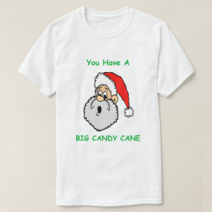 T-shirt Noël drôle Père Noël Surpris Grosse Canne