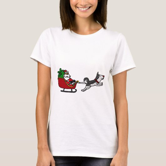 T-shirt Noël drôle Sleigh avec la traction enrouée de (Devant)