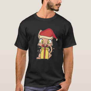 T-shirt Noël du chat et du chat avec santa chapeau chat