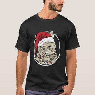 T-shirt Noël du chat et du chat Noël avec santa chapeau ca