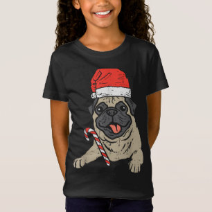 T-Shirt Noël du chien de Carlin de Santa Hat