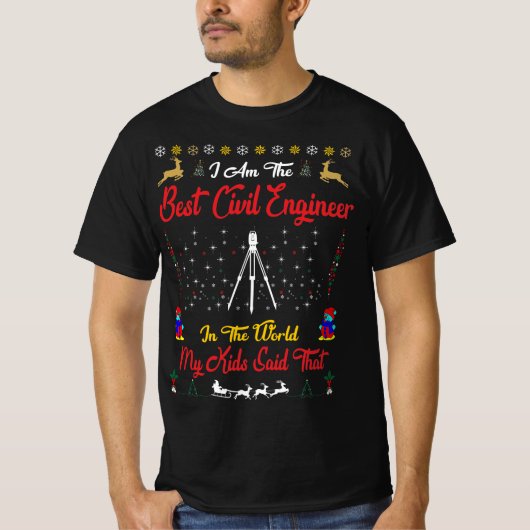 T-shirt Noël du meilleur ingénieur civil (Devant)