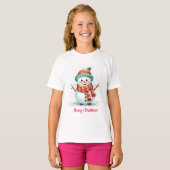 T-shirt Noël du mignon bonhomme de neige (Devant entier)