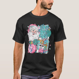 T-shirt Noël du Père Noël rose vintage Ho Ho Ho Xmas W