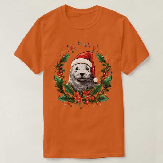 T-shirt Noël du phoque à harpe (Design devant)