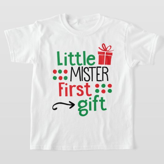 T-shirt Noël du premier cadeau de Little Mister (Poser)