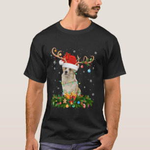T-shirt Noël Éclairage renne Santa Hat Corgi Chien Noël