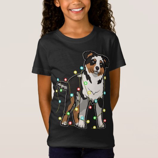 T-Shirt Noël éclaire l'Amoureux des chiens berger australi (Devant)