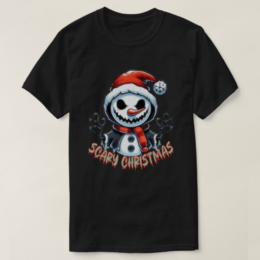 T-shirt noel effrayant, bonhomme de neige effrayant (Design devant)