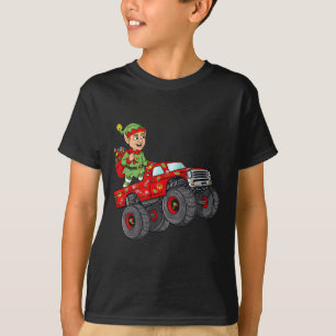 T-shirt Noël Elf équitation Monster Camion Garçons Enfants