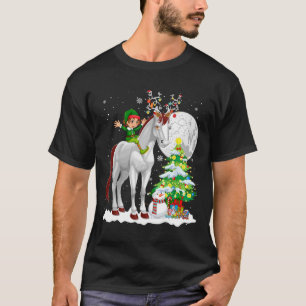 T-shirt Noël Elfe équitation Reindeer Cheval Snowman Xmas