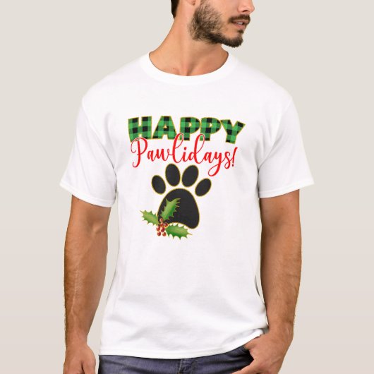 T-shirt Noël Empreinte de patte de Buffalo Vert (Devant)