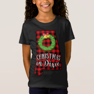 T-Shirt Noël en Alabama à Dixie Buffalo Red Plaid Sud