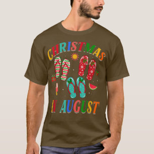 T-shirt Noël En Août Flip Flops Famille Vacat Été